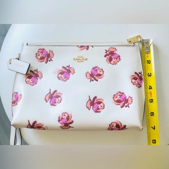 Coach Lamb Leather Clutch with Pink Floral Design - Picture 7 of 11